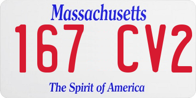 MA license plate 167CV2