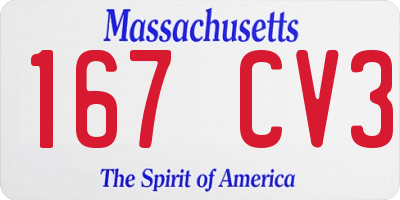 MA license plate 167CV3
