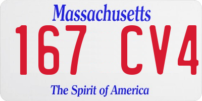 MA license plate 167CV4
