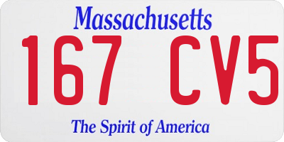 MA license plate 167CV5