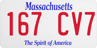 MA license plate 167CV7