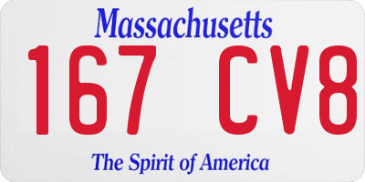 MA license plate 167CV8