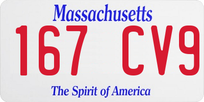 MA license plate 167CV9
