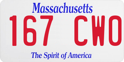 MA license plate 167CW0