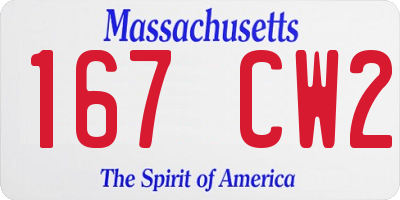 MA license plate 167CW2