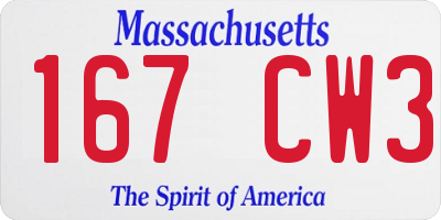 MA license plate 167CW3