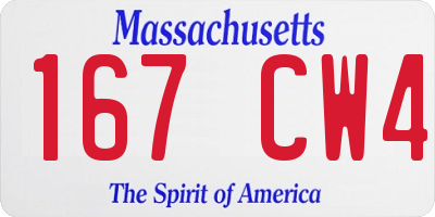 MA license plate 167CW4
