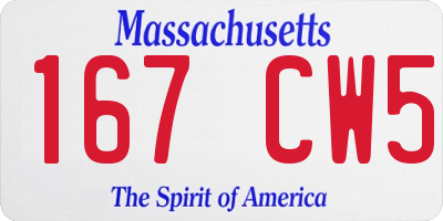 MA license plate 167CW5