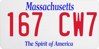 MA license plate 167CW7
