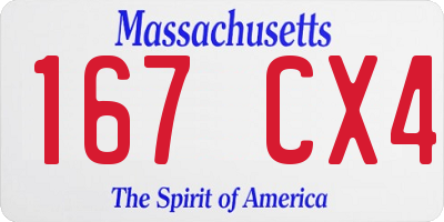 MA license plate 167CX4