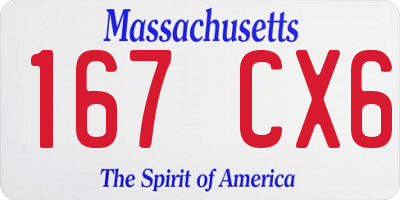 MA license plate 167CX6