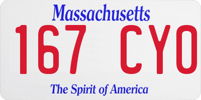MA license plate 167CY0