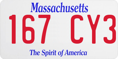 MA license plate 167CY3