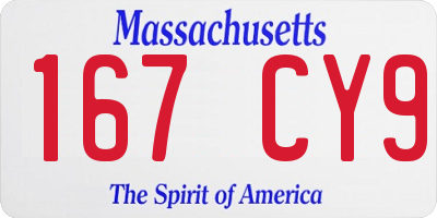 MA license plate 167CY9