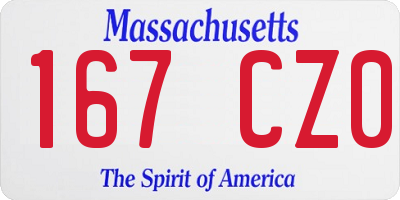 MA license plate 167CZ0