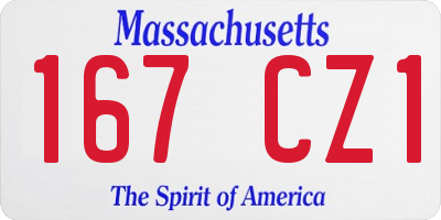 MA license plate 167CZ1