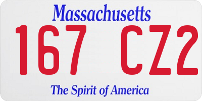 MA license plate 167CZ2