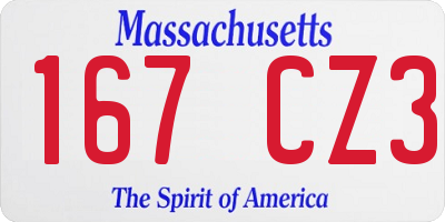 MA license plate 167CZ3
