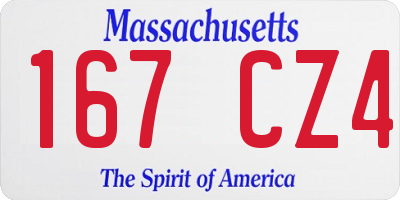 MA license plate 167CZ4