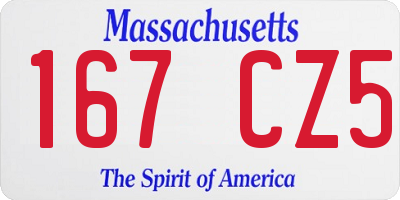 MA license plate 167CZ5