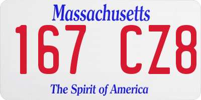 MA license plate 167CZ8