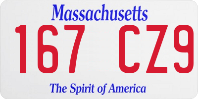 MA license plate 167CZ9