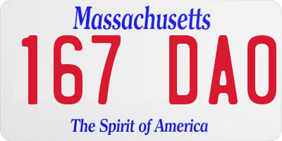 MA license plate 167DA0