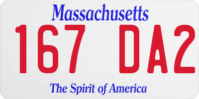 MA license plate 167DA2