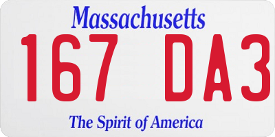 MA license plate 167DA3
