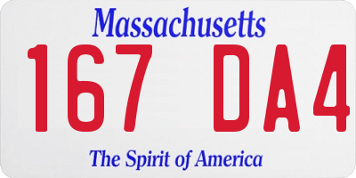 MA license plate 167DA4