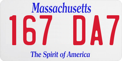MA license plate 167DA7