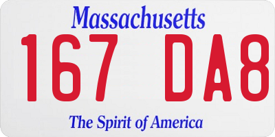MA license plate 167DA8