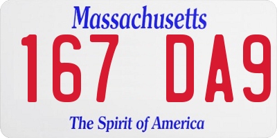 MA license plate 167DA9