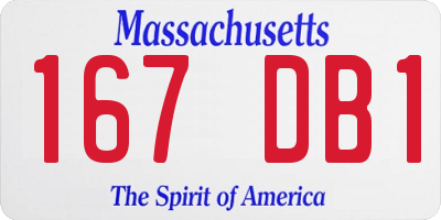 MA license plate 167DB1