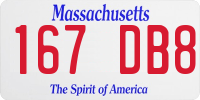 MA license plate 167DB8