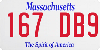 MA license plate 167DB9