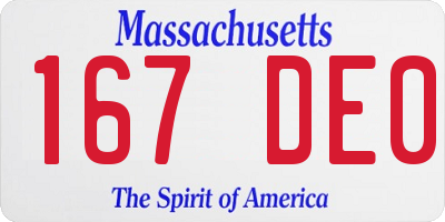 MA license plate 167DE0