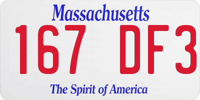 MA license plate 167DF3