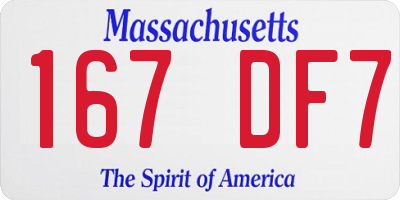 MA license plate 167DF7