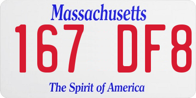 MA license plate 167DF8
