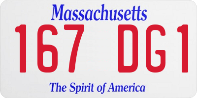MA license plate 167DG1