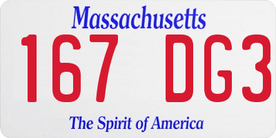 MA license plate 167DG3