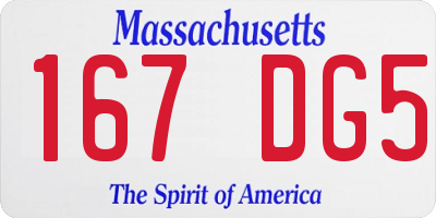 MA license plate 167DG5