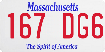 MA license plate 167DG6