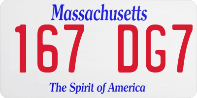 MA license plate 167DG7