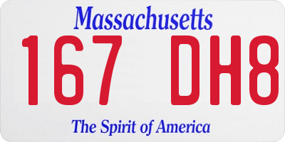 MA license plate 167DH8