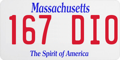 MA license plate 167DI0