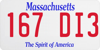 MA license plate 167DI3