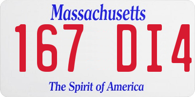 MA license plate 167DI4