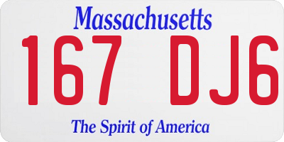 MA license plate 167DJ6